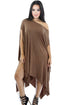 Sexy Dark Khaki Asymmetrical Draped Tunic Dress